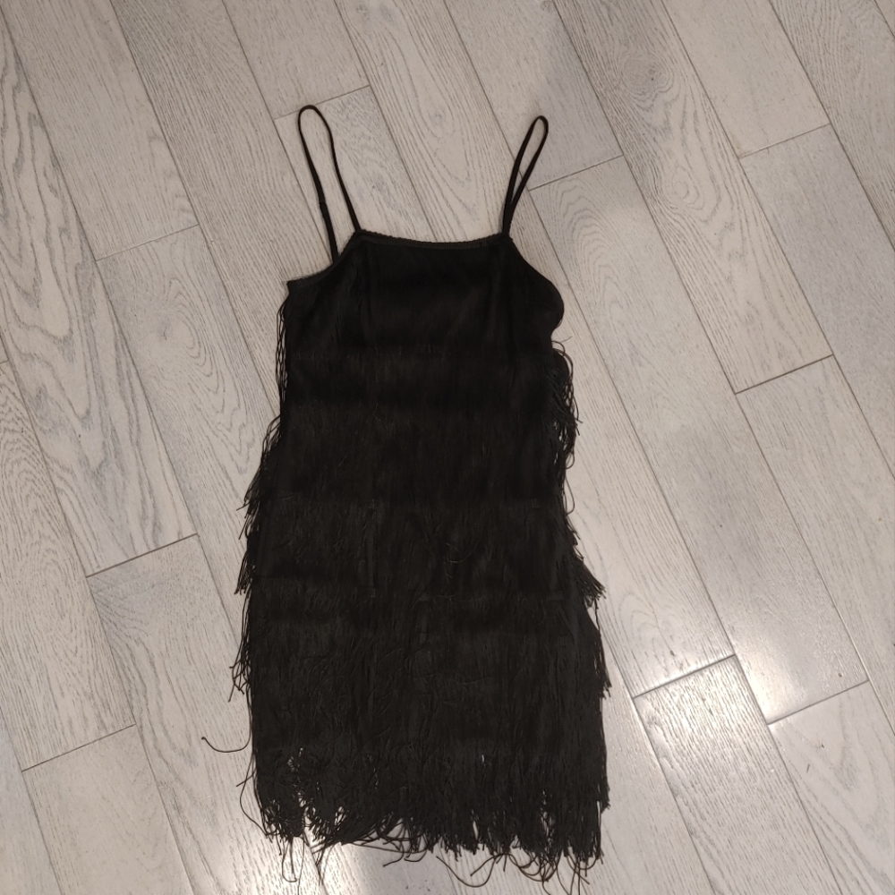 3/$22 Small Black Fashionova tassel dress